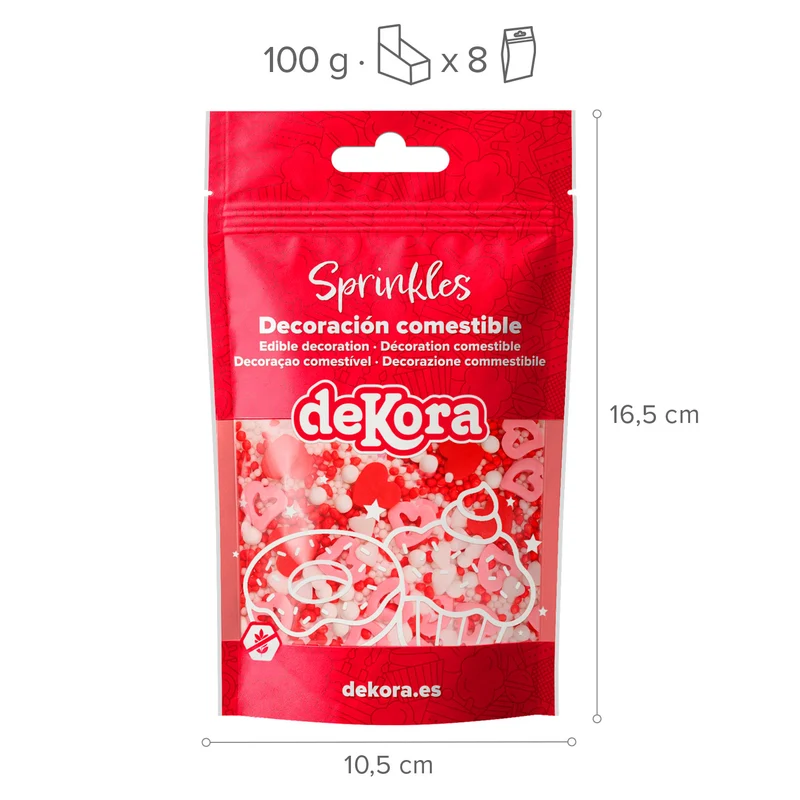 SPRINKLE MIX CORAZONES ROJOS Y PERLAS BE MY LOVE 100GR