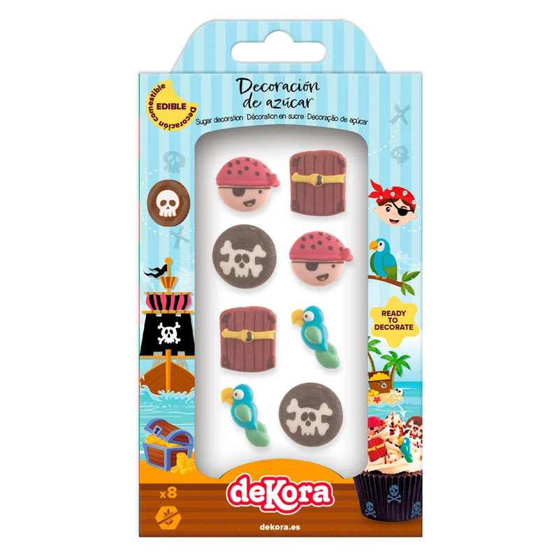 BLISTER DECORACION AZUCAR 2D PIRATAS 8 UNIDADES