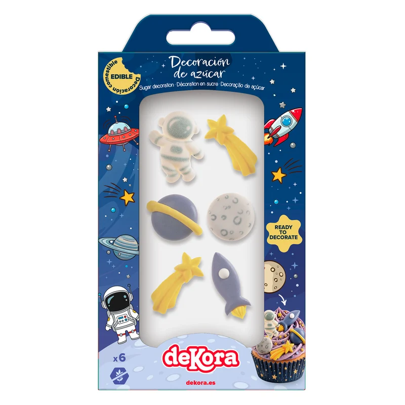 BLISTER DECORACION AZUCAR 2D ASTRONAUTA 6 UNIDADES
