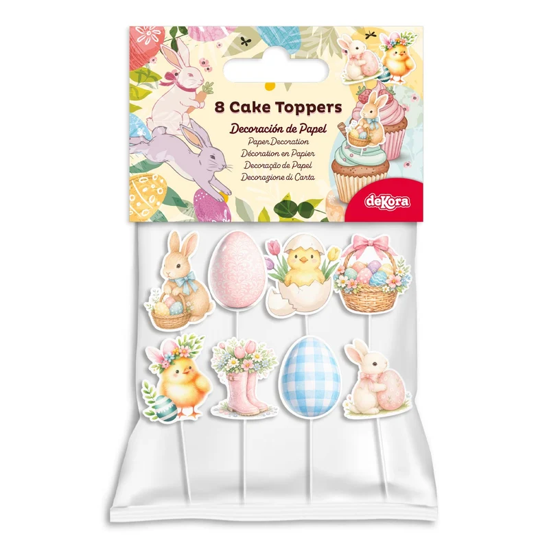 CAKE TOPPER PAPEL PASCUA 8 MODELOS 8 UNIDADES