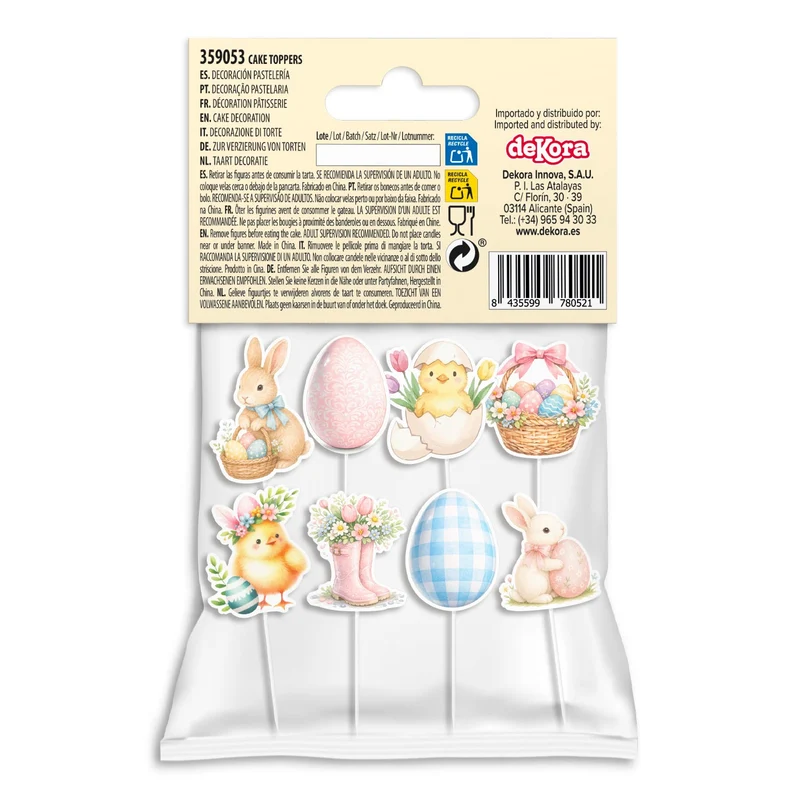 CAKE TOPPER PAPEL PASCUA 8 MODELOS 8 UNIDADES