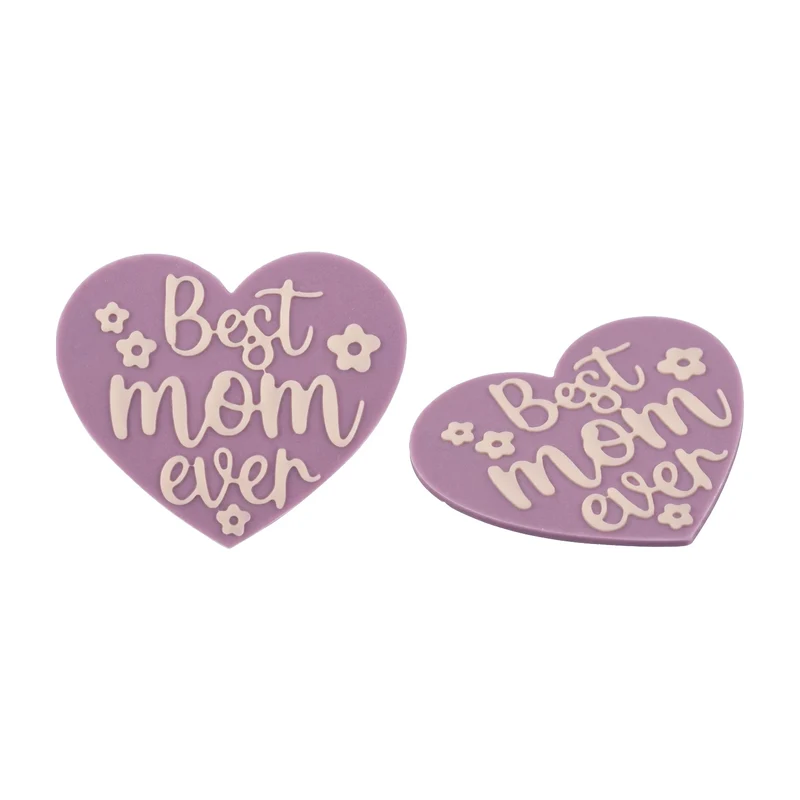 DECORACION CHOCO BLANCO CORAZON LILA BEST MOM EVER 96UDS