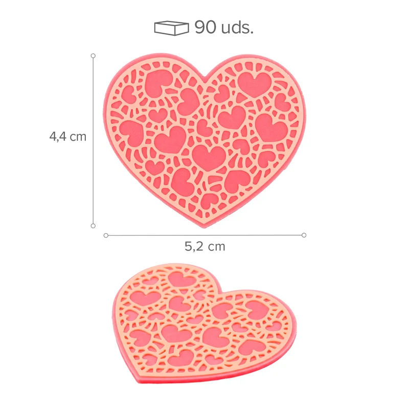 DECORACION CHOCO BLANCO CORAZON ROSA, DETALLES BLANCOS 96UDS