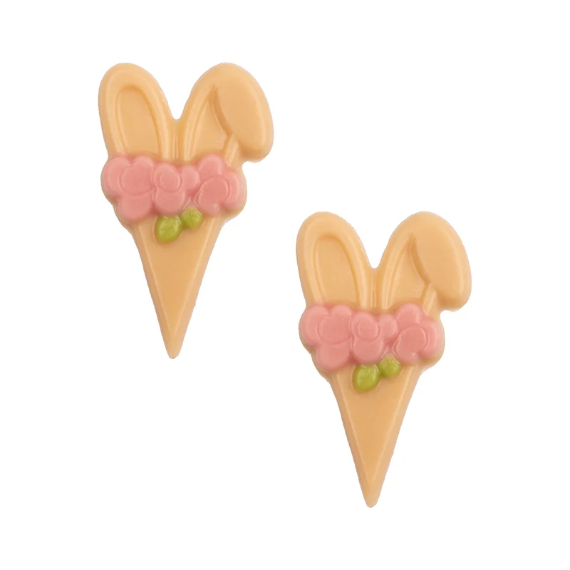 DECORACION CHOCO BLC Y LECHE OREJAS CONEJO CON FLORES 90UDS