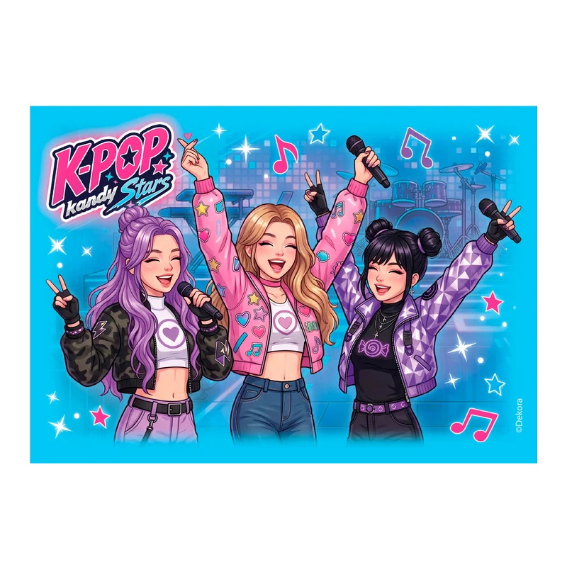 LAMINA COMESTIBLE TARTA KPOP KANDY STARS 14,8X21CM A5