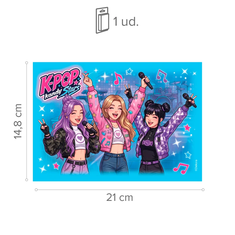LAMINA COMESTIBLE TARTA KPOP KANDY STARS 14,8X21CM A5