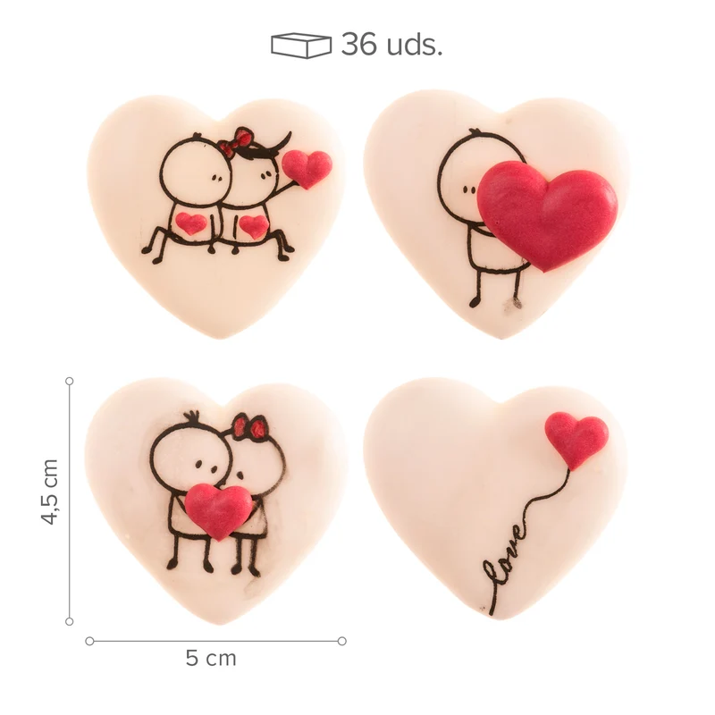 DECORACION AZUCAR SURTIDO CORAZONES 4 MODELOS 36 UDS