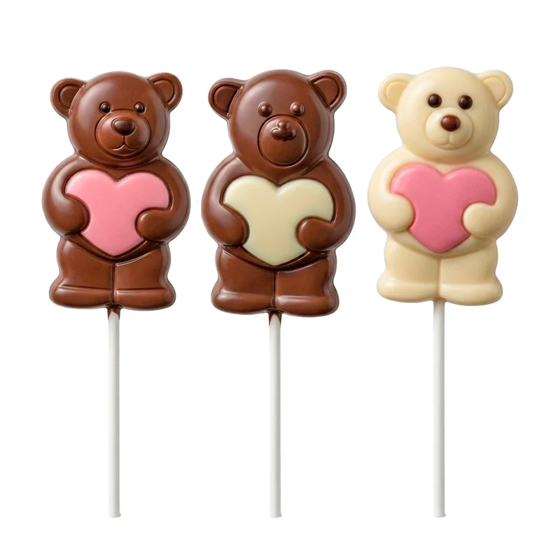 PIRULETA CHOCOLATE OSITO CORAZON ROSA 20GR
