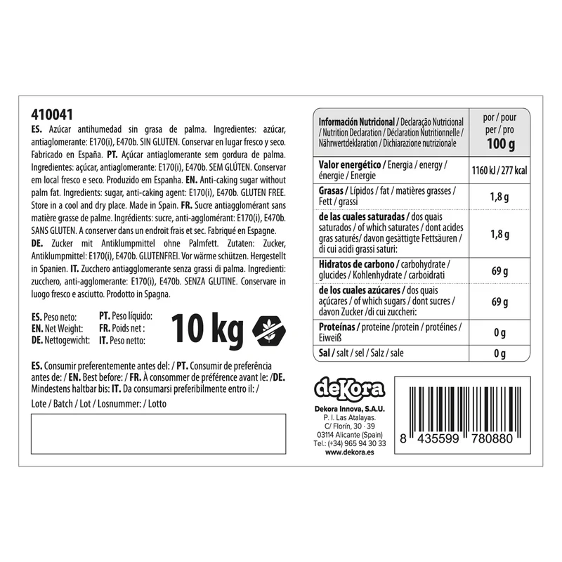 AZÚCAR ANTIHUMEDAD 10KG