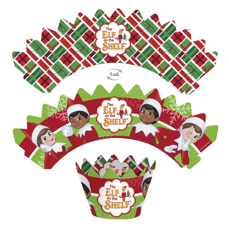 KIT DECORACIÓN ENVOLTURA CUPCAKE CON TOPPERS THE ELF 12UD