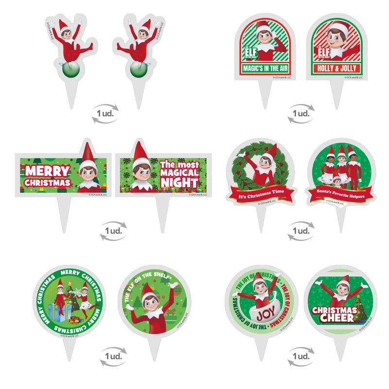 KIT DECORACIÓN ENVOLTURA CUPCAKE CON TOPPERS THE ELF 12UD