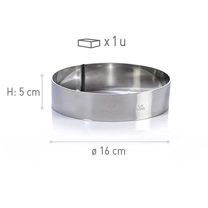 MOLDE ARO ACERO INOX. DIAM 16H5CM