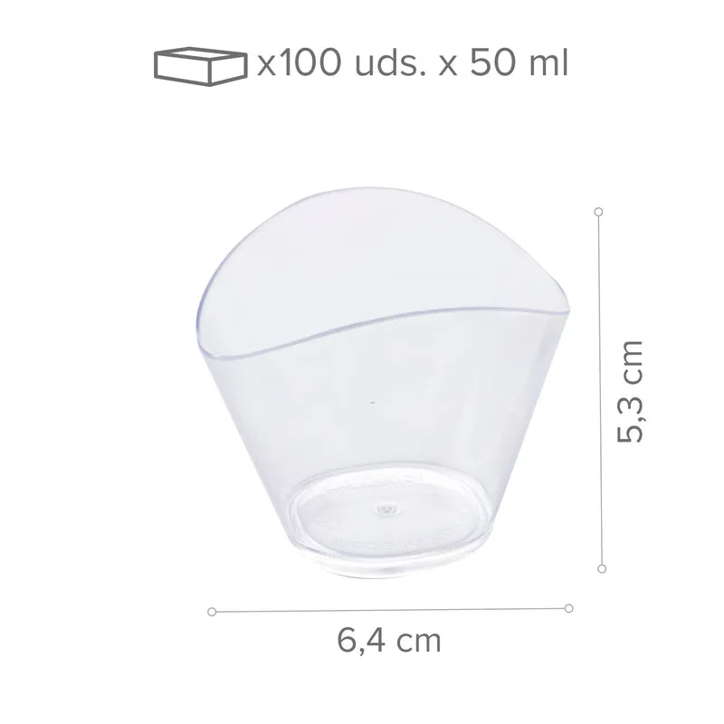 VASITO PLÁSTICO TRANSPARENTE WAVE CAP.50ML