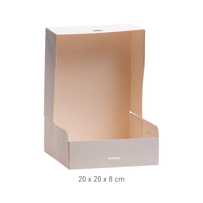CAJA TARTA BLANCA CARTÓN 20X20X8CM