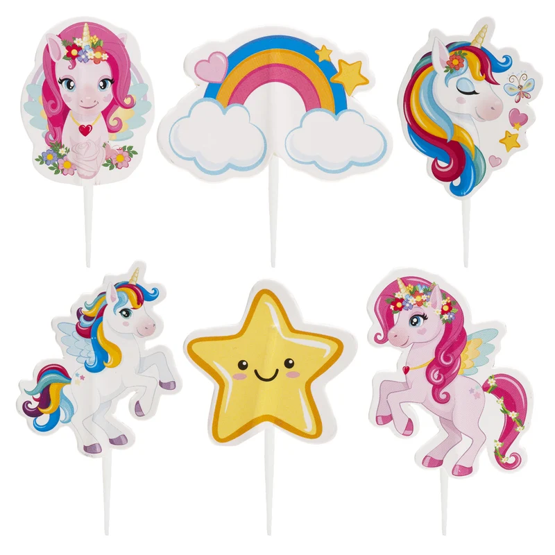 CAKE TOPPERS PAPEL TESIA UNICORNIO 6 MODELOS 30 UNIDADES