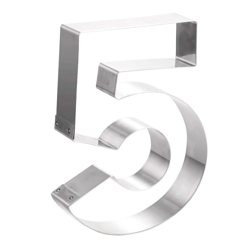 MOLDE ACERO INOX TARTA NÚMERO CINCO 20 x 16 x 4 CM