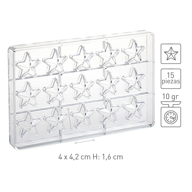MOLDE POLICARBONATO ESTRELLA 40X42 H 16MM | 15 PIEZAS