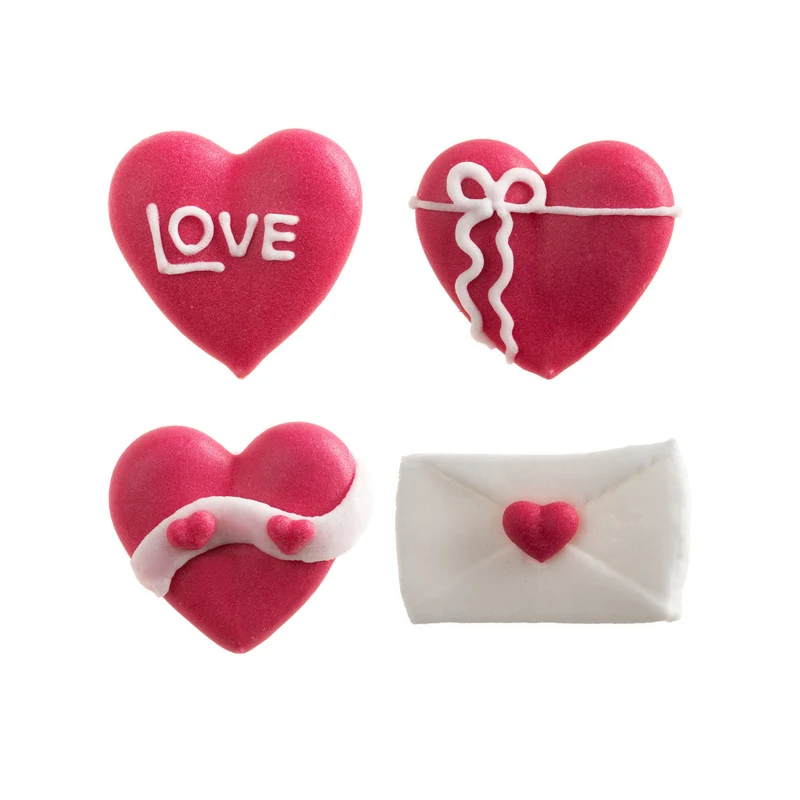 DECORACIÓN AZÚCAR CORAZONES Y SOBRES DE AMOR 1.7~2.8CM