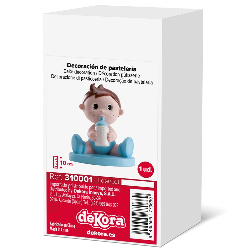 FIGURA TARTA BAUTIZO NIÑO CON BIBERÓN 10-11CM