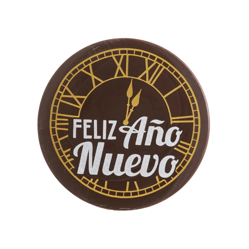 DECORACION CHOCO NEGRO RELOJ FELIZ AÑO NUEVO 45 UNIDADES