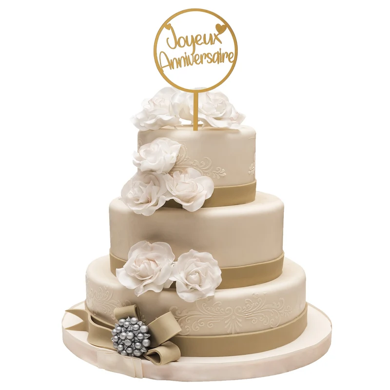 CAKE TOPPER JOYEUX ANNIVERSAIRE 10X16CM