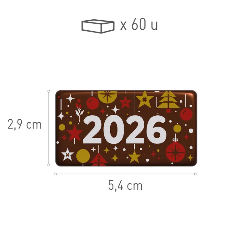 DECORACION CHOCOLATE PLACA 2026 - 60 UNIDADES