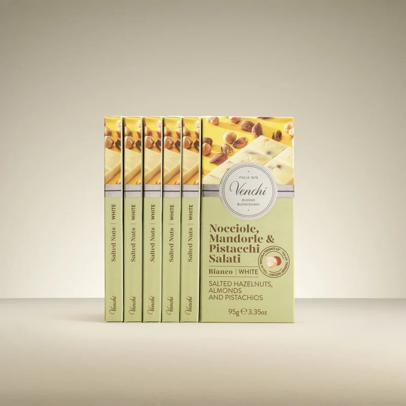 Tavoletta Cioccolato Bianco Frutta Secca Salata Set da 6