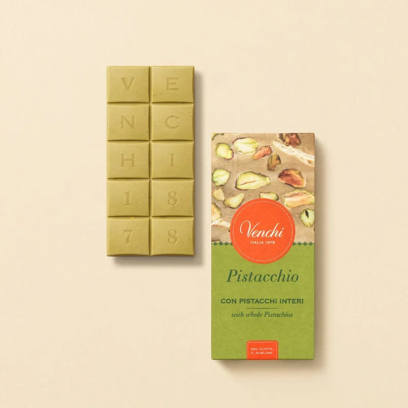 Tavoletta di Cioccolato al Pistacchio con Pistacchi Interi Set da 6
