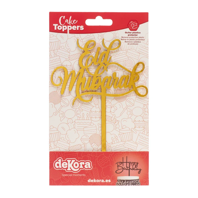 CAKE TOPPER DORADO EID MUBARAK 11,5X15,5CM