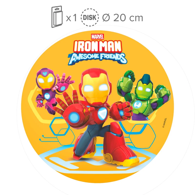 DISCO OBLEA TARTA IRONMAN Y SU SUPER EQUIPO 20CM