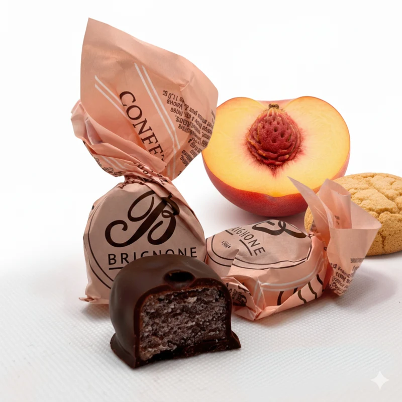 Praline PescAmaretto - Cioccolatini artigianali al gusto di Pesche Ripiene