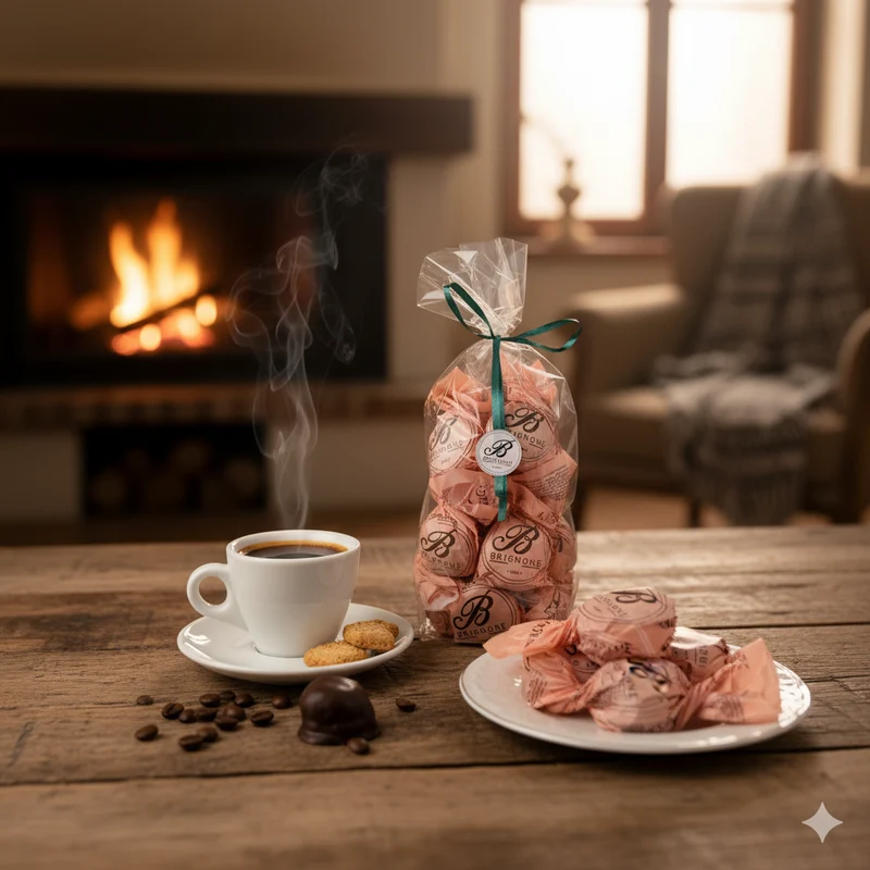 Praline PescAmaretto - Cioccolatini artigianali al gusto di Pesche Ripiene