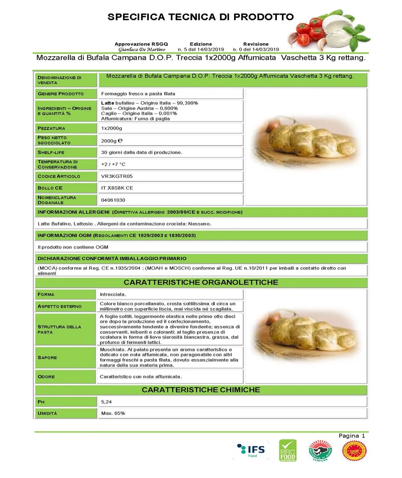 Mozzarella di Bufala Treccia Affumicata - Vari formati