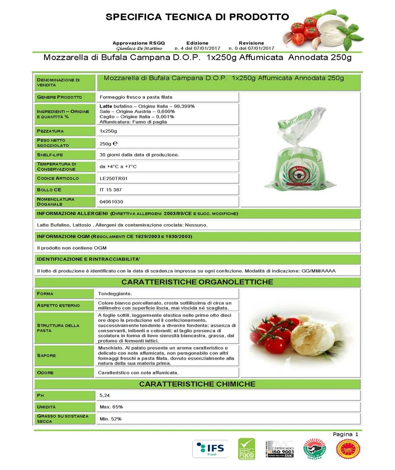 Mozzarella di Bufala Affumicata Ciuffo 250g - Vari formati