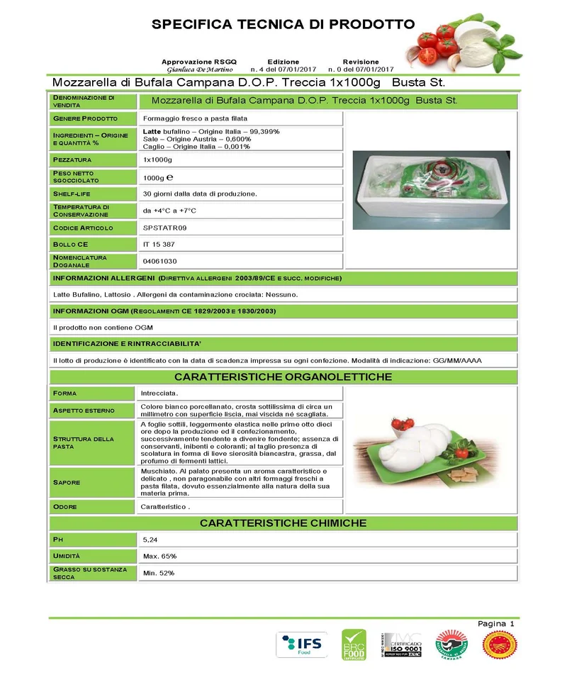 Mozzarella di Bufala Treccia - Vari formati