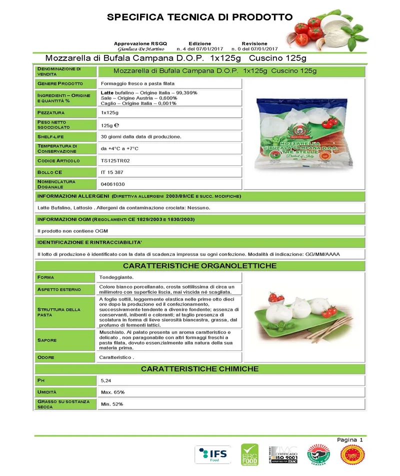Mozzarella di Bufala Cuscino 250g