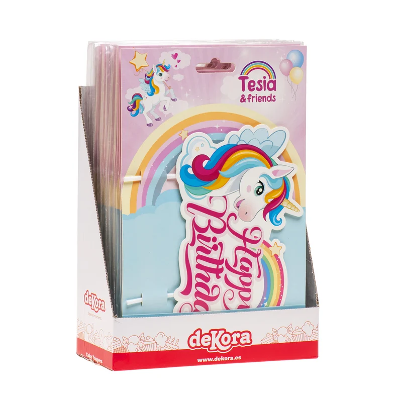 CAKE TOPPER PAPEL UNICORNIO 17.5X15CM