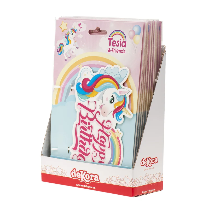 CAKE TOPPER PAPEL UNICORNIO 17.5X15CM