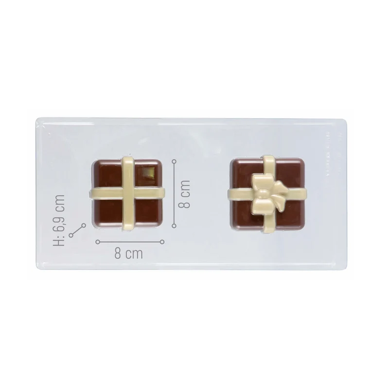 KIT 2 MOLDES PLÁSTICO TERMOFORMADO CAJA REGALO 80X80H69MM