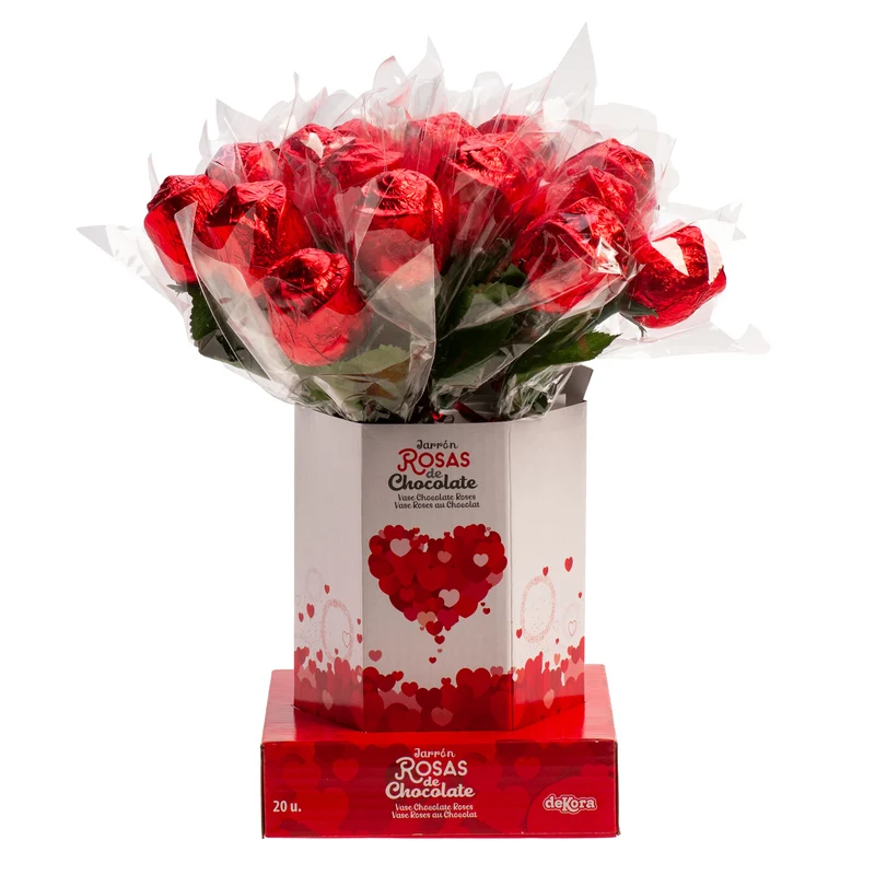 JARRÓN CON 20 ROSAS DE CHOCOLATE DE 18GR
