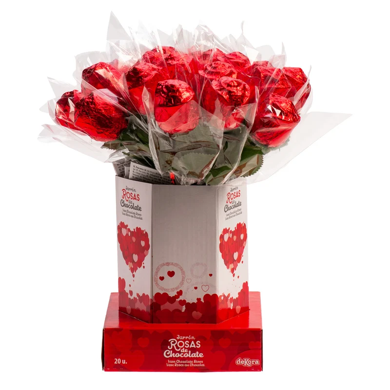JARRÓN CON 20 ROSAS DE CHOCOLATE DE 18GR