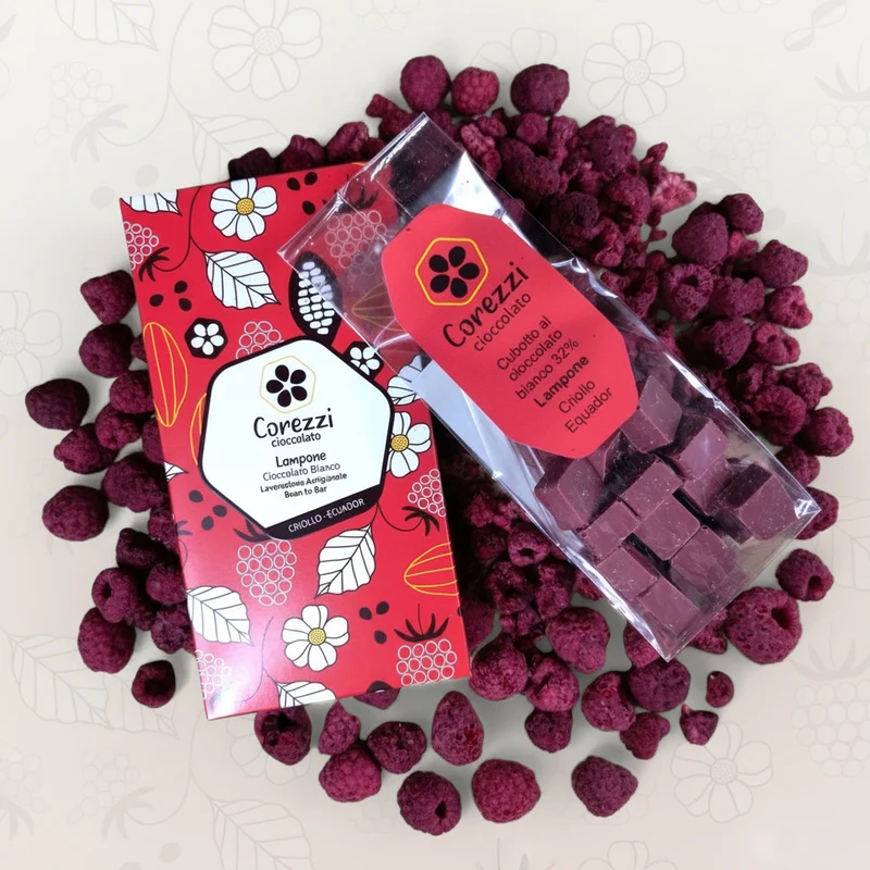DOLCE RUBINO - Cioccolato Bianco con Lamponi Liofilizzati 38% - Edizione Limitata 80g