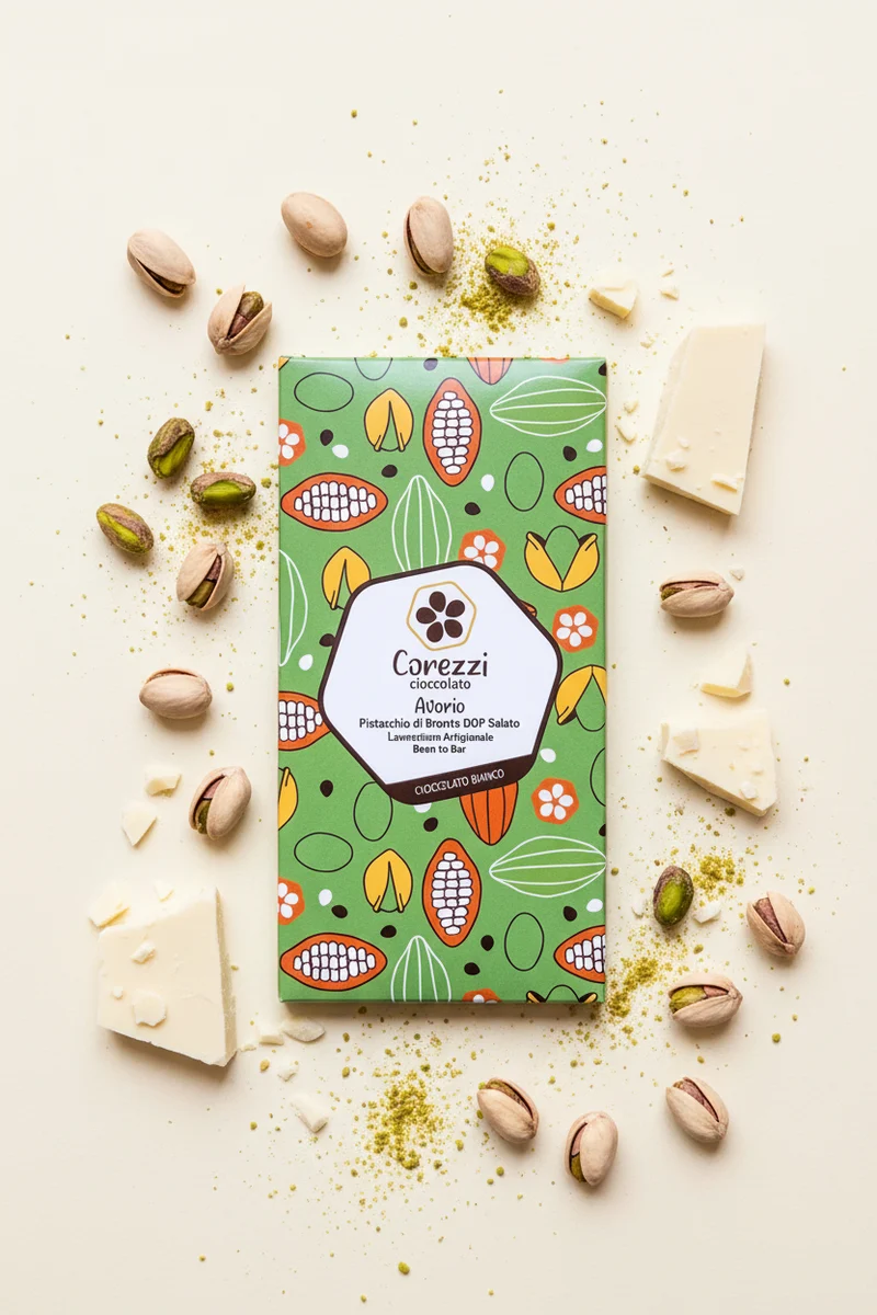 AVORIO - Cioccolato Bianco 36% con Pistacchio di Bronte Salato 80g
