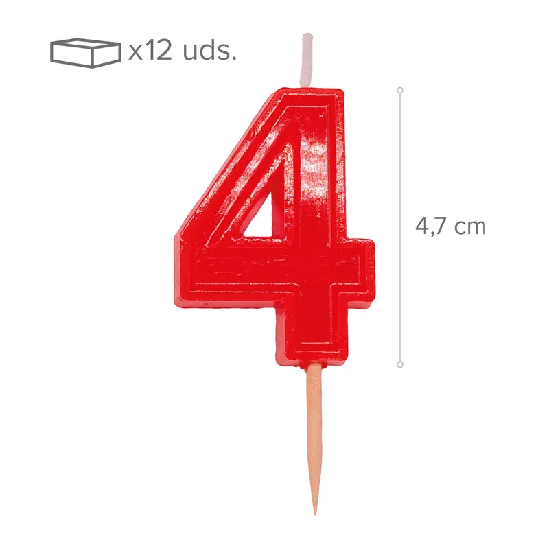 12 VELAS NUMERO 4 HELVET