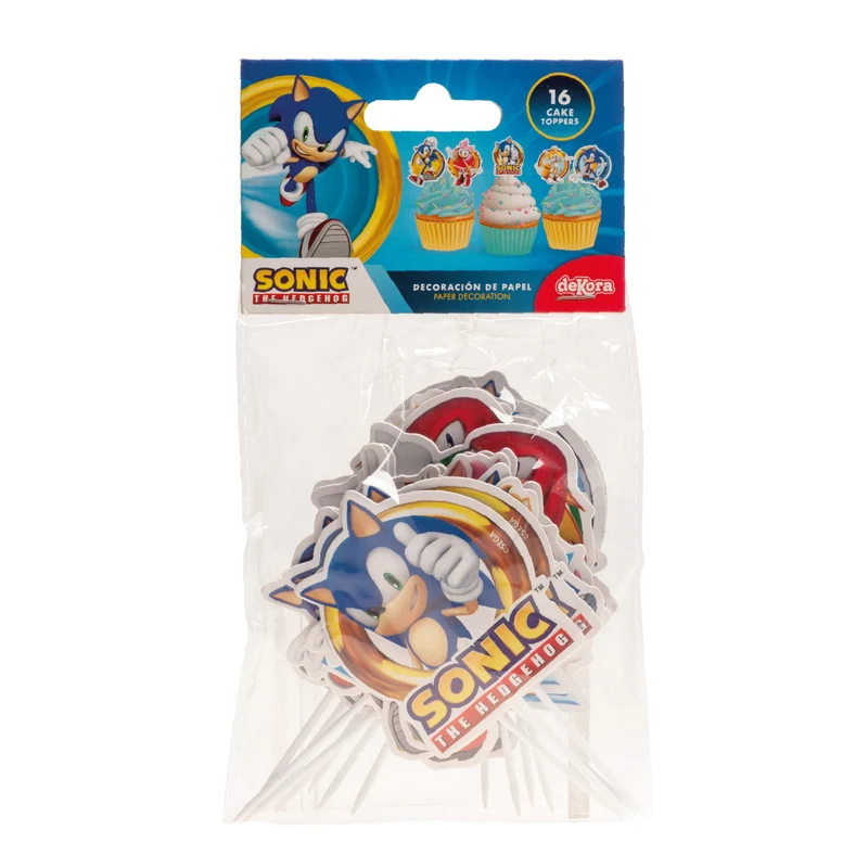 CAKE TOPPER PAPEL SONIC 8 MODELOS 16 UNIDADES