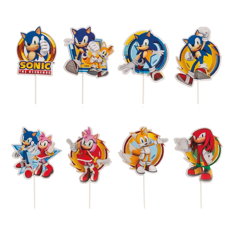 CAKE TOPPER PAPEL SONIC 8 MODELOS 16 UNIDADES