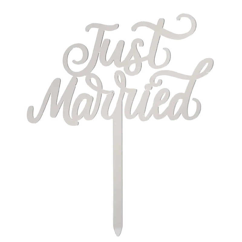 CAKE TOPPER JUST MARRIED PLATA 11X13CM