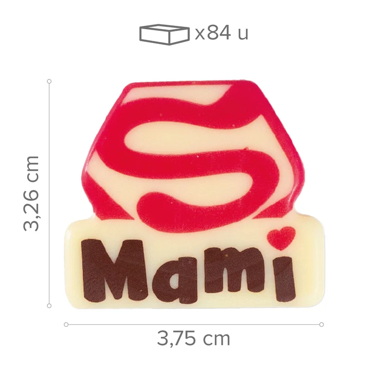 LETRERO CHOCO BLANCO SUPER MAMI -37,5 x 32,6 MM - 84 UDS