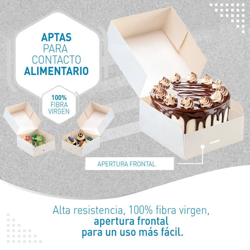 CAJA TARTA BLANCA CARTÓN 26X26X10CM
