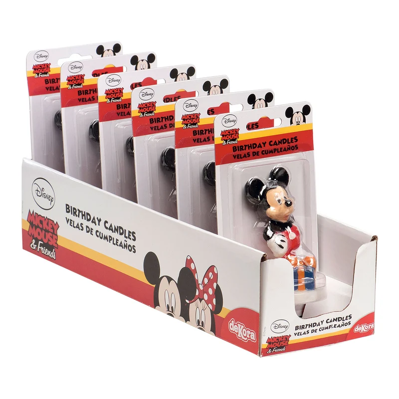 DISPLAY 6 VELAS 3D CUMPLEAÑOS MICKEY 8CM